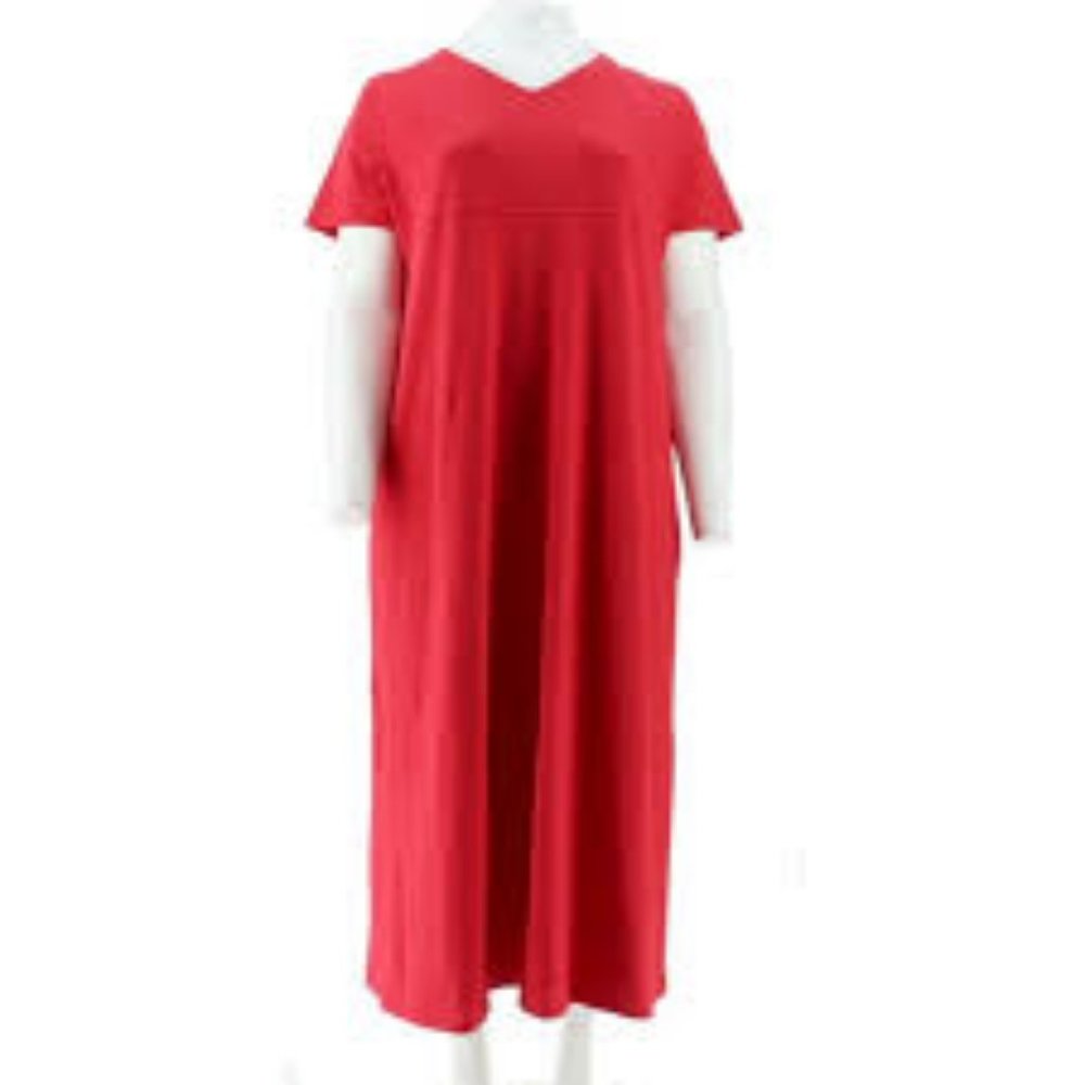 NWT DENIM & CO. V-NECK EMPIRE WAIST MAXI DRESS XS
